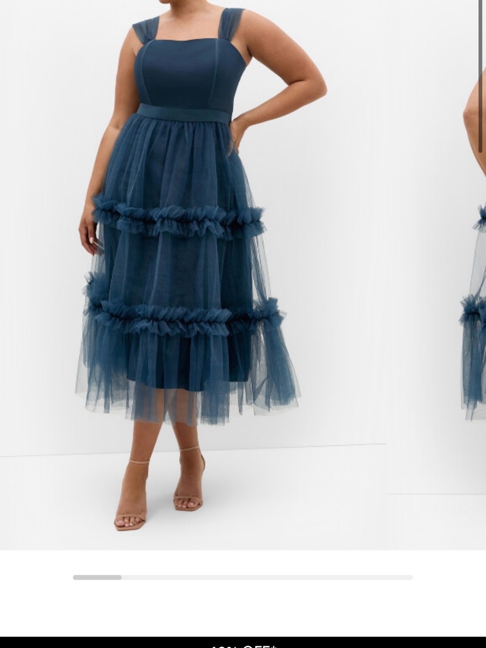 City Chic Navy Tulle Tiered Midi Dress